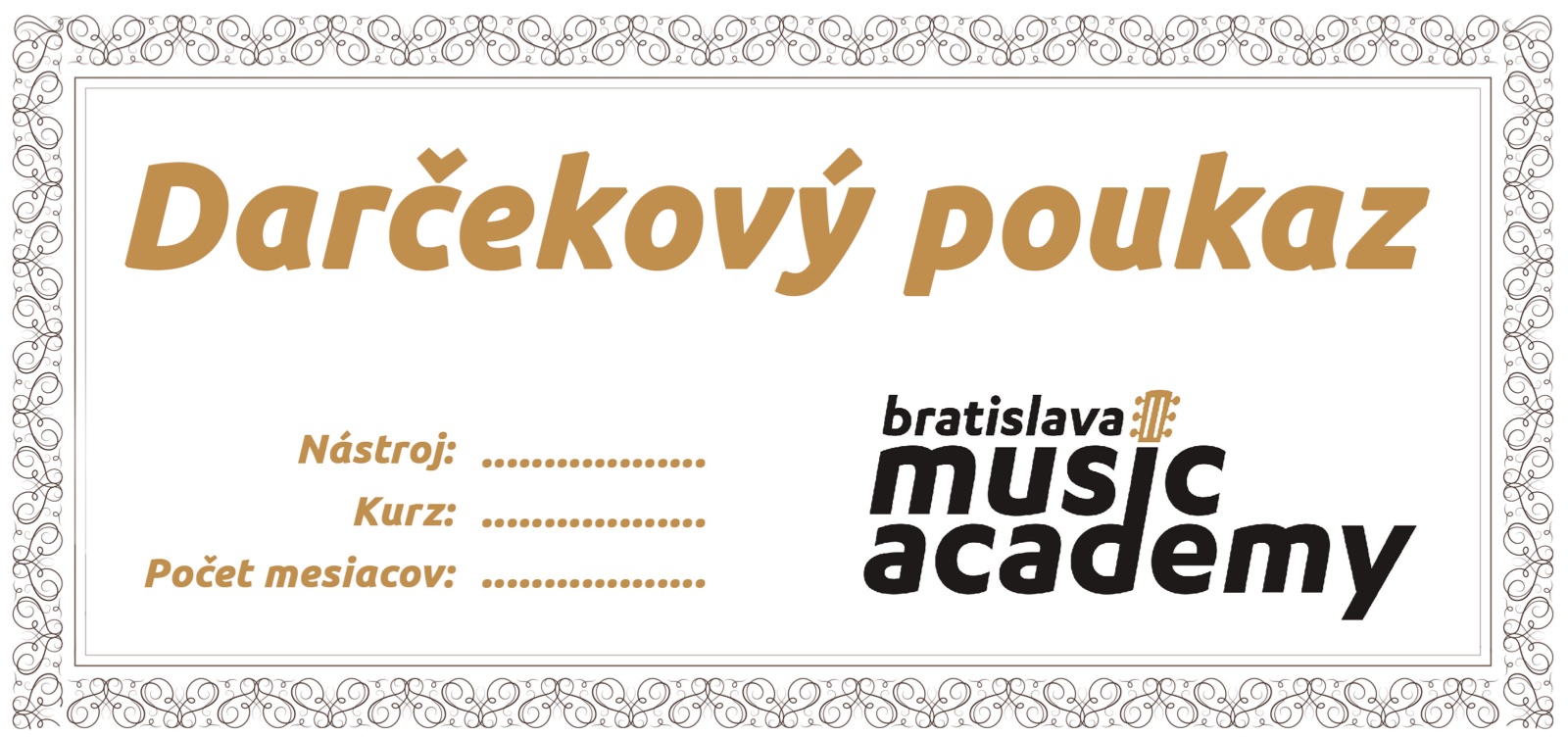Darčekový poukaz Bratislava Music Academy
